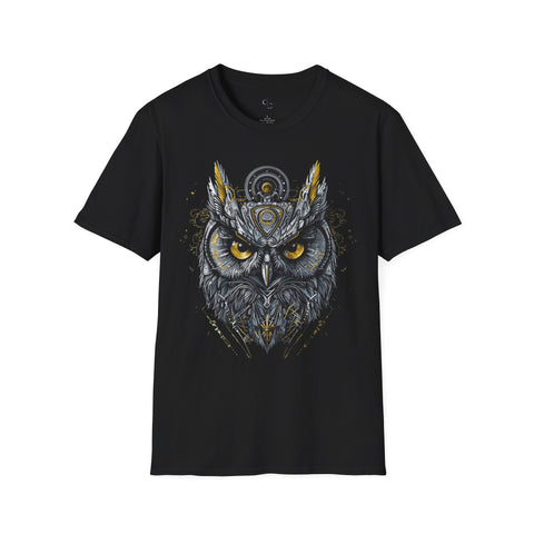 Metallic Wisdom: Code Guardian Owl Tee