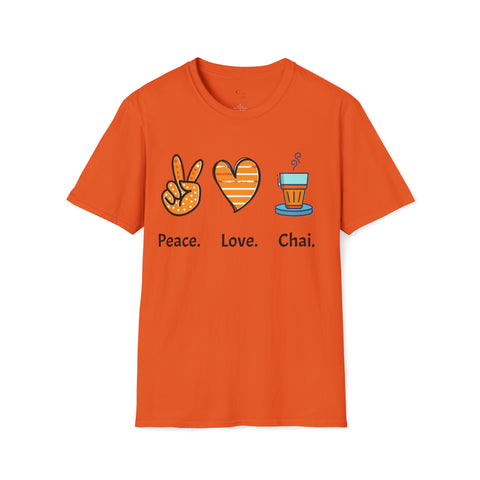 Harmony in a Cup: Peace, Love, & Chai Unisex Softstyle T-Shirt