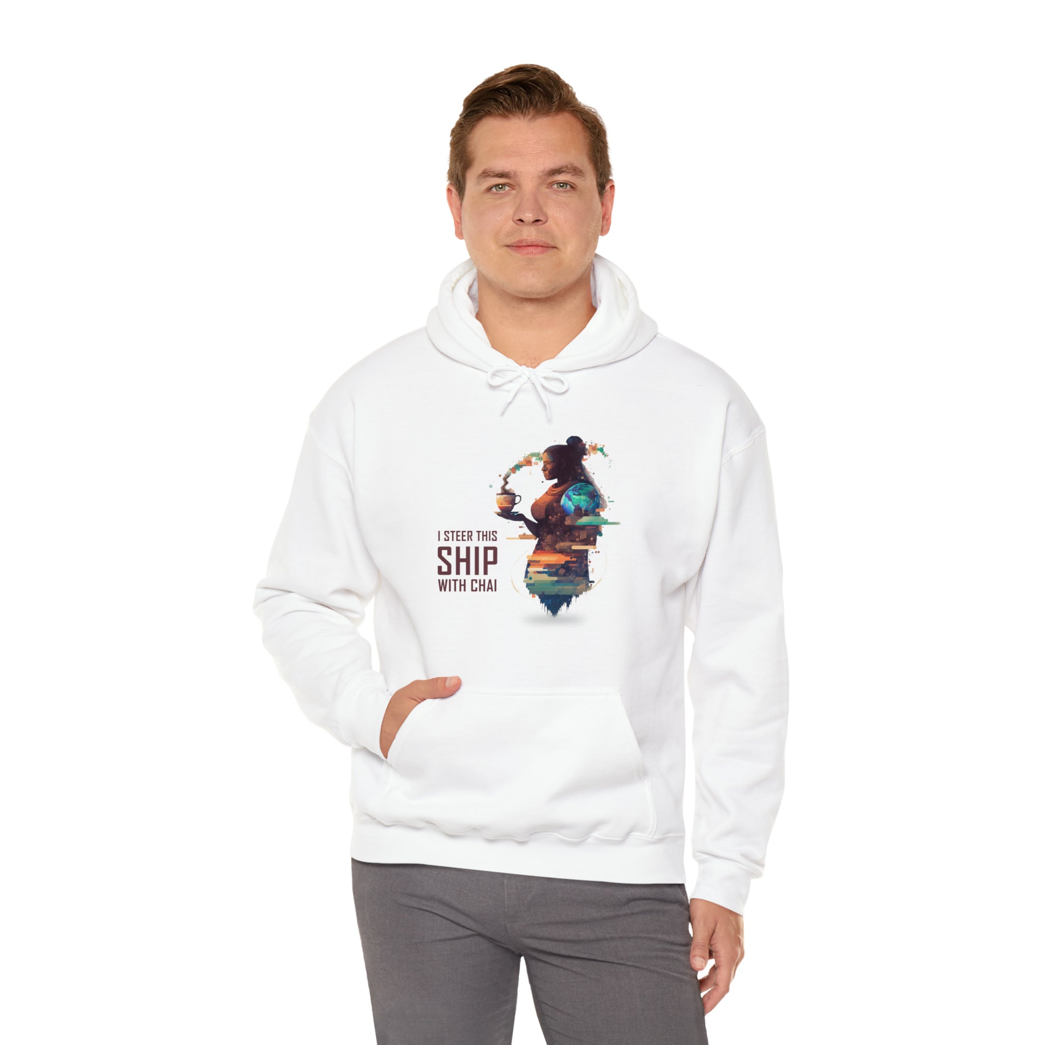 I Steer This Ship with Chai Unisex Heavy Blend Hooded Sweatshirt