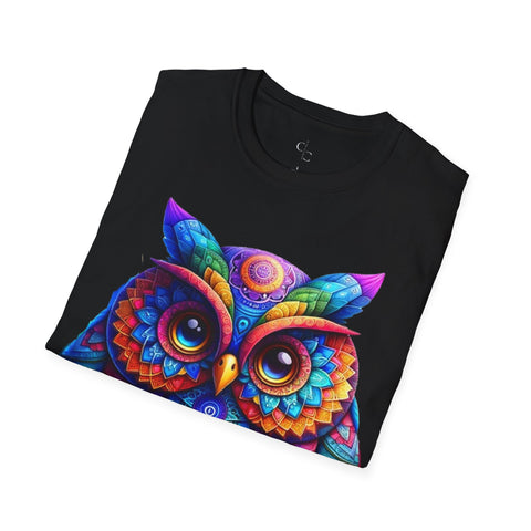 Kaleidoscopic Codex Owl Tee - Chai and Code's Creative Core