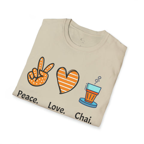 Harmony in a Cup: Peace, Love, & Chai Unisex Softstyle T-Shirt