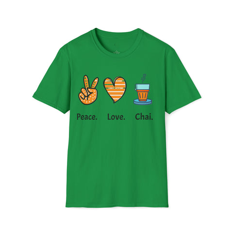 Harmony in a Cup: Peace, Love, & Chai Unisex Softstyle T-Shirt