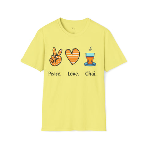 Harmony in a Cup: Peace, Love, & Chai Unisex Softstyle T-Shirt