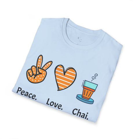 Harmony in a Cup: Peace, Love, & Chai Unisex Softstyle T-Shirt