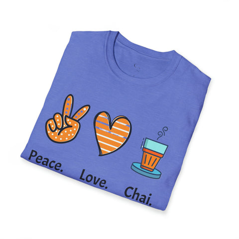 Harmony in a Cup: Peace, Love, & Chai Unisex Softstyle T-Shirt