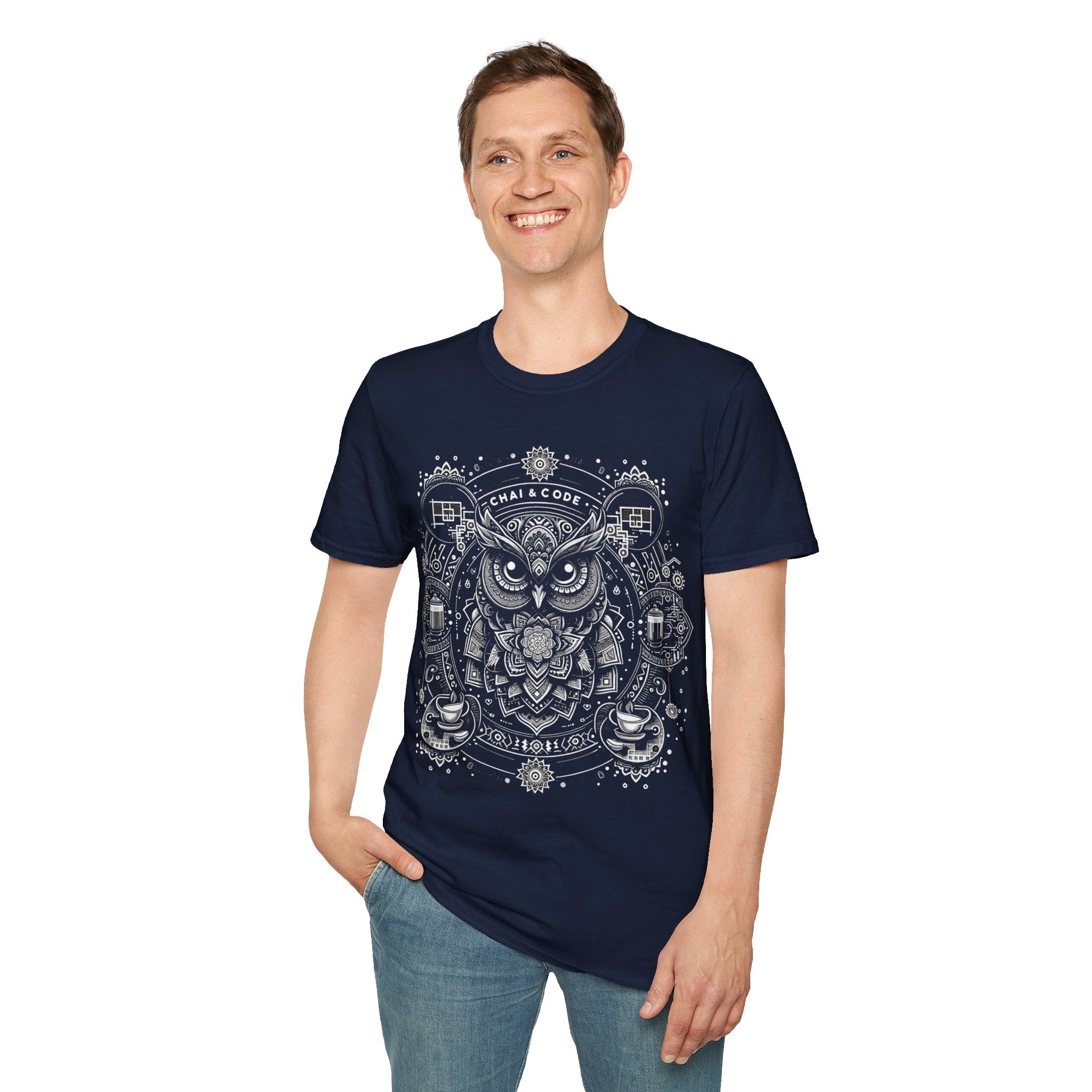 Mandala Tech Tees - Unwind in Style with Chai and Code