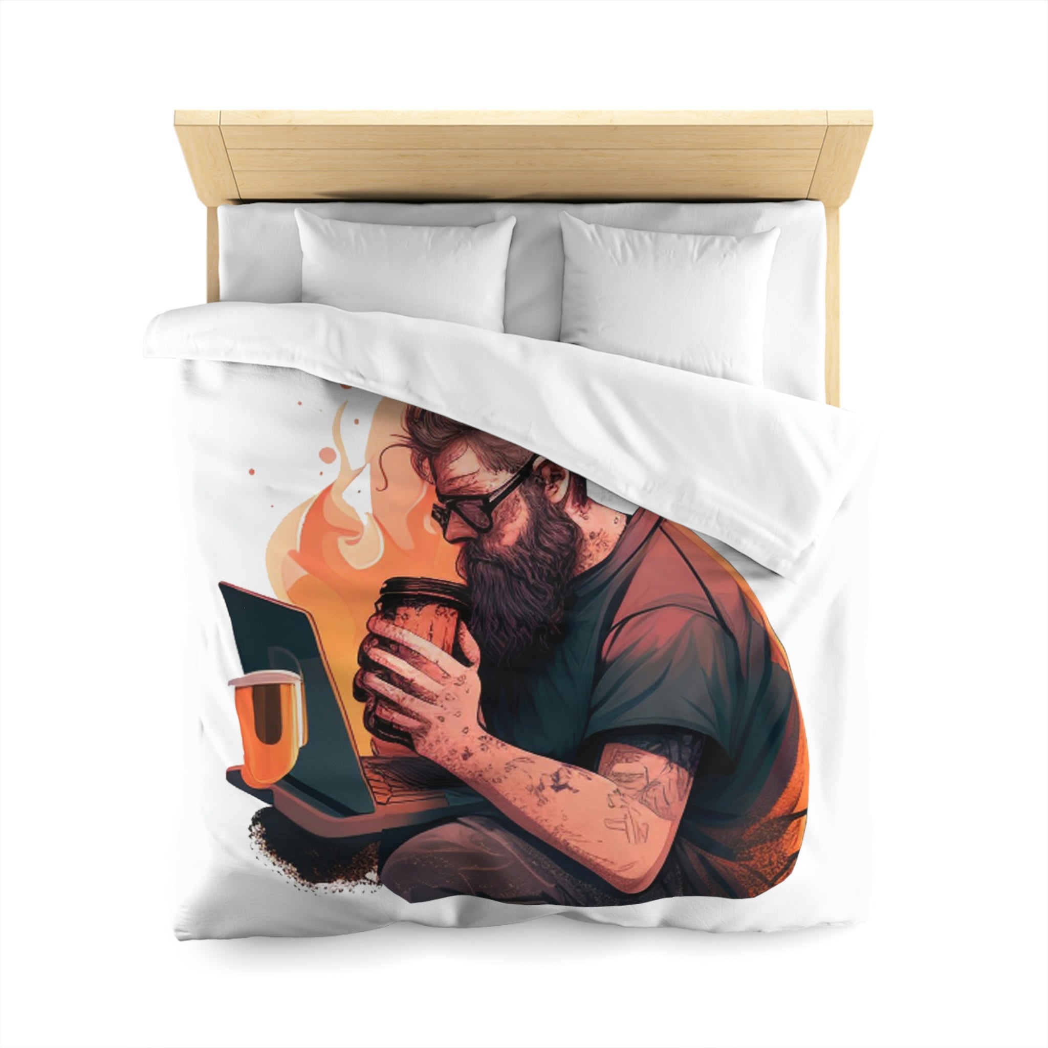Excellence Starts with a Cup of Chai Microfiber Duvet Cover