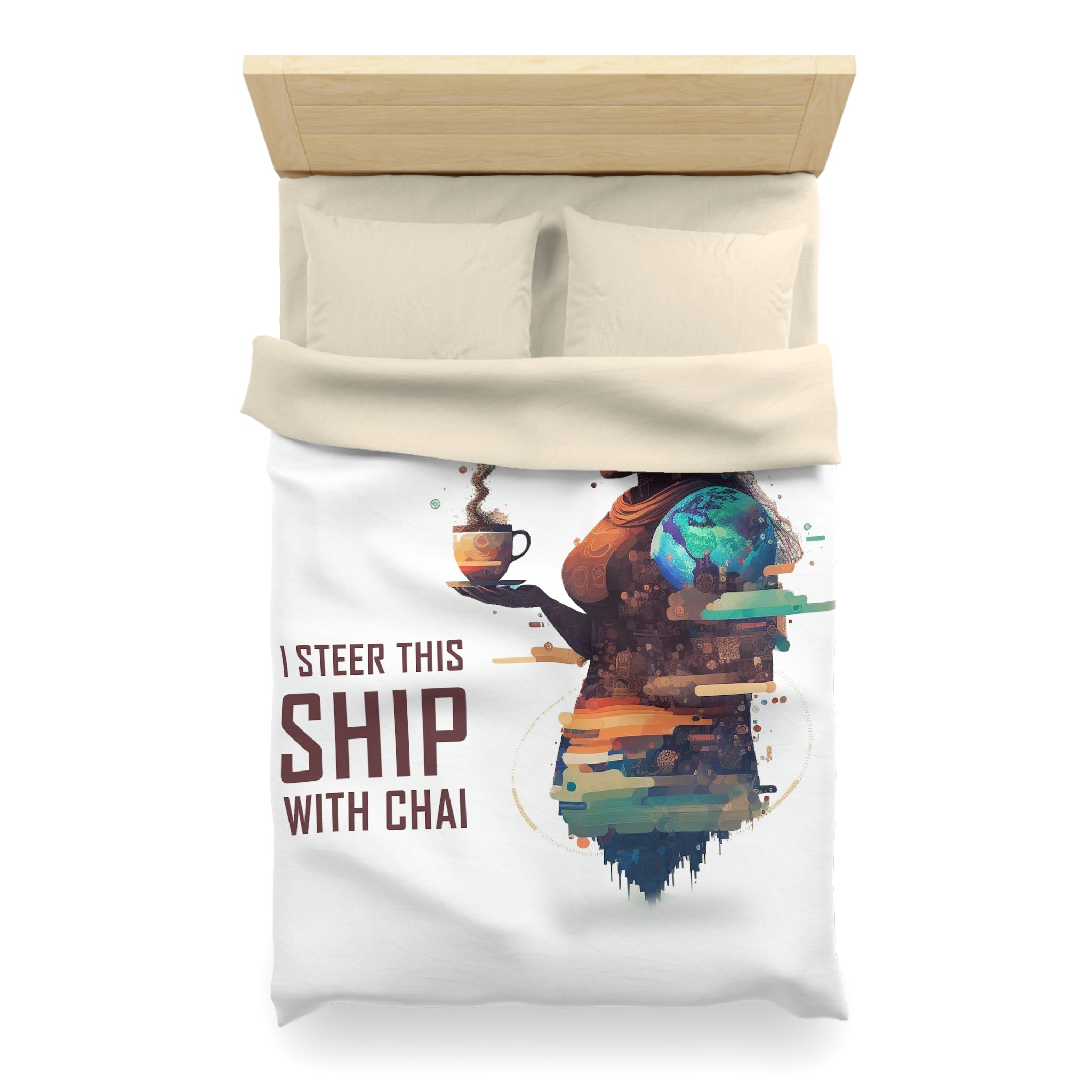 I Steer This Ship with Chai Microfiber Duvet Cover