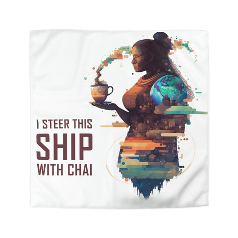 I Steer This Ship with Chai Microfiber Duvet Cover